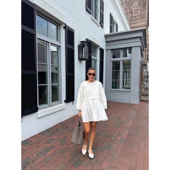 FREE PEOPLE Eleanor Sweatshirt Dress in Grey Combo Size Small - Picture 2 of 16